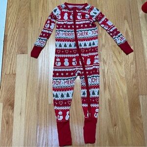 Little sleepies red/white snowman/Christmas bamboo zipper pjs size 18-24 months